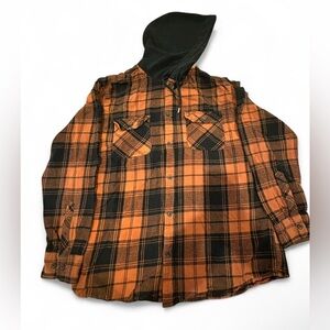 Men's Orange & Black Plaid Hoodie